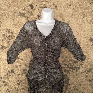 CAbi Black and White Patterned Blouse